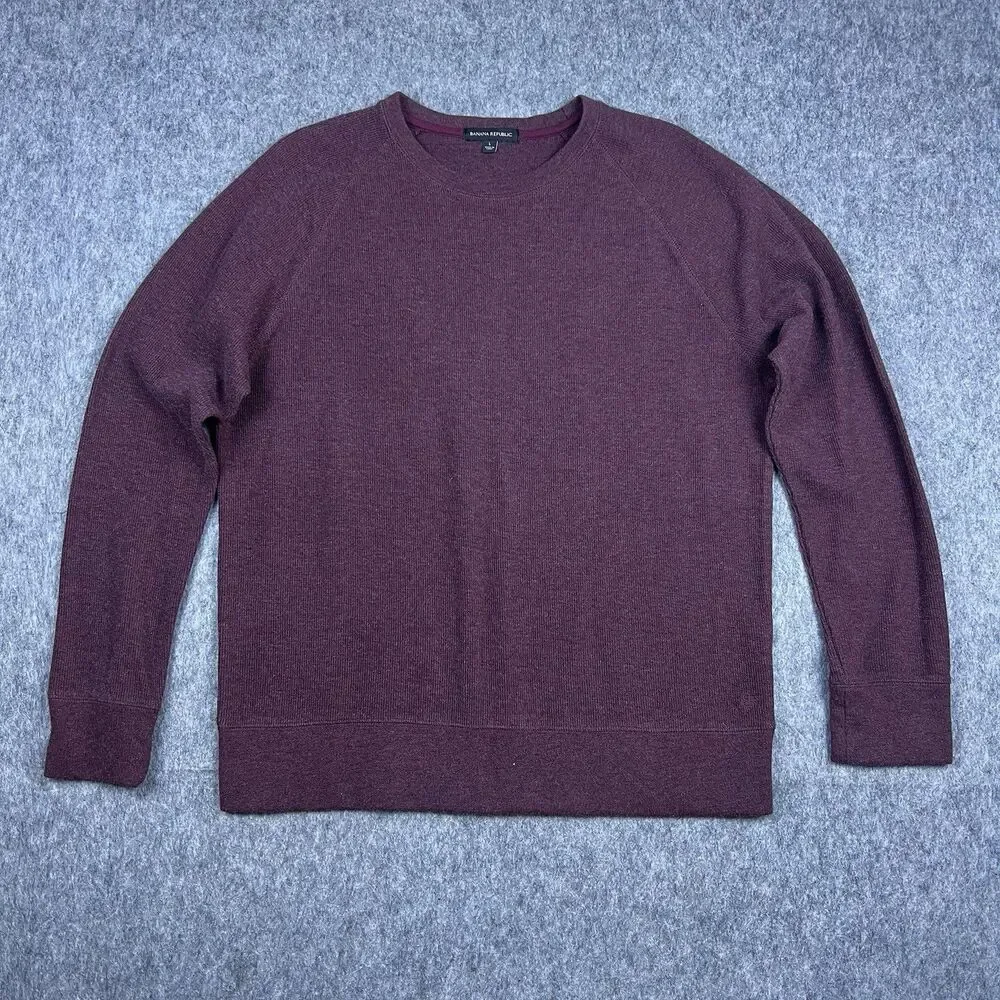 Banana Republic Men's Sweater Crew Neck 100% Cotton Long Sleeve Maroon Size L